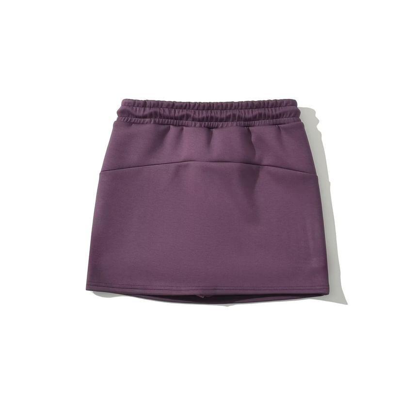 Drawstring Waist Plain Mini A-Line Skirt Product Image