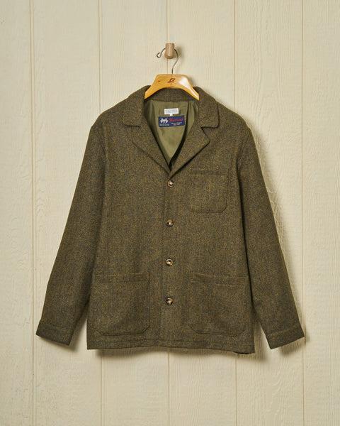 PRE-ORDER Shetland Wool Loafer Jacket in Olive Herringbone Product Image