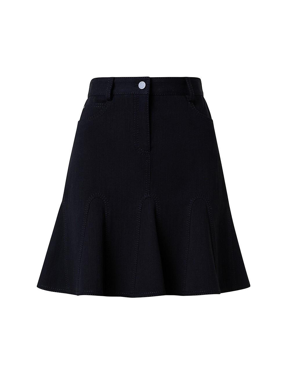 Womens Pleated A-Line Denim Skirt Product Image