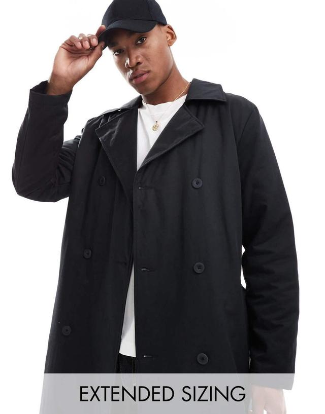 ASOS DESIGN trench coat with light wadding in black Product Image