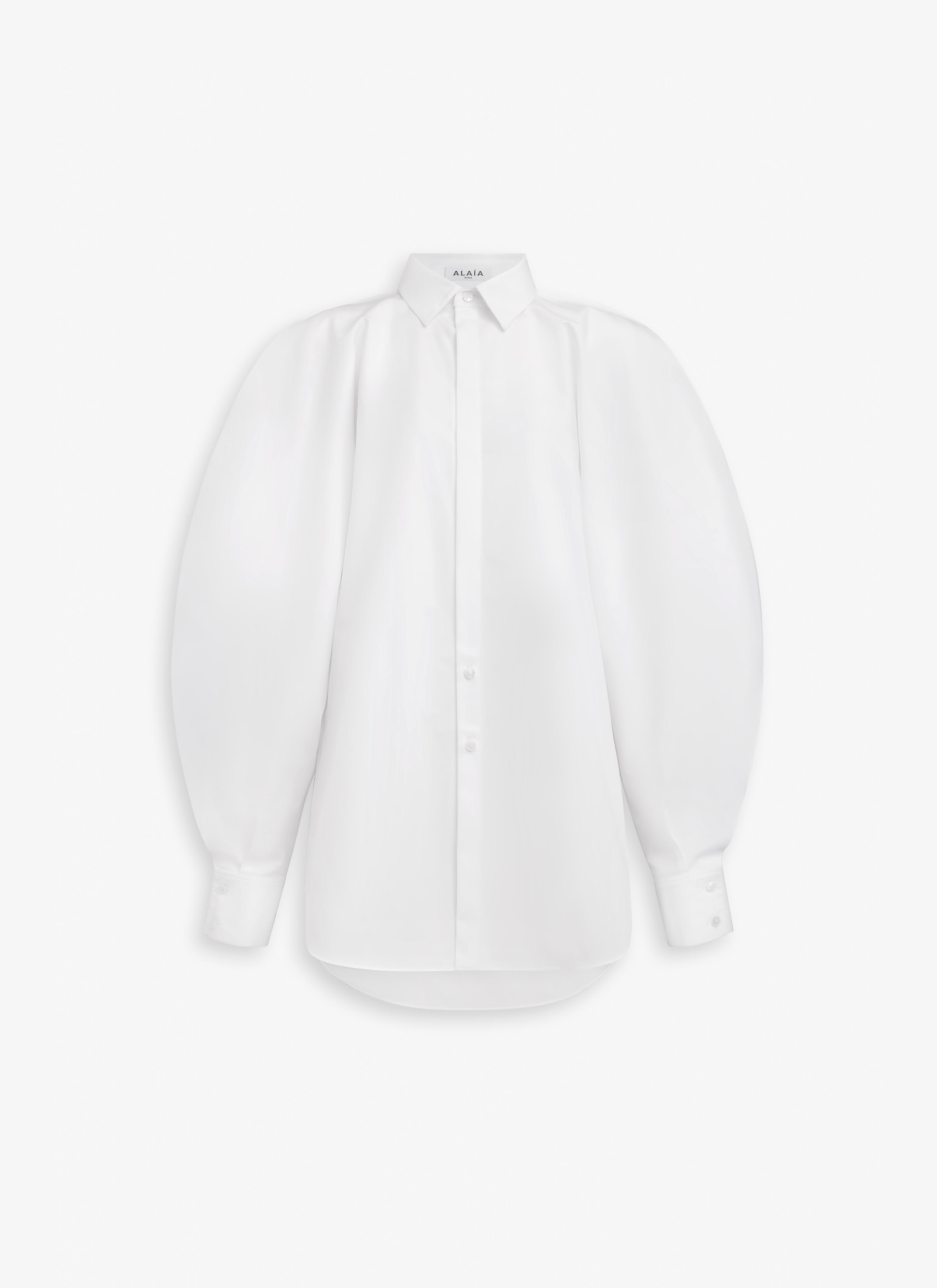 White BALLOON SLEEVE SHIRT IN COTTON POPLIN product image