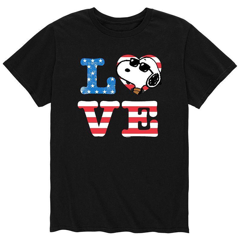 Mens Peanuts Snoopy Love Tee Black Product Image