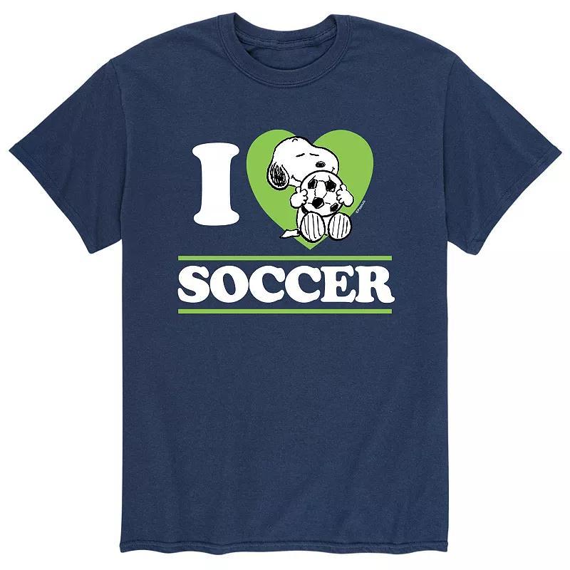 Mens Peanuts I Love Soccer Tee Blue Product Image