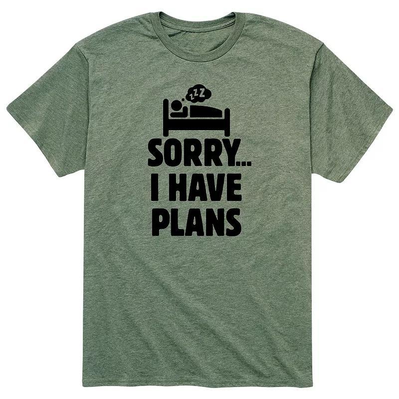 Mens Sorry I Have Plans Tee Grey Military Green Product Image