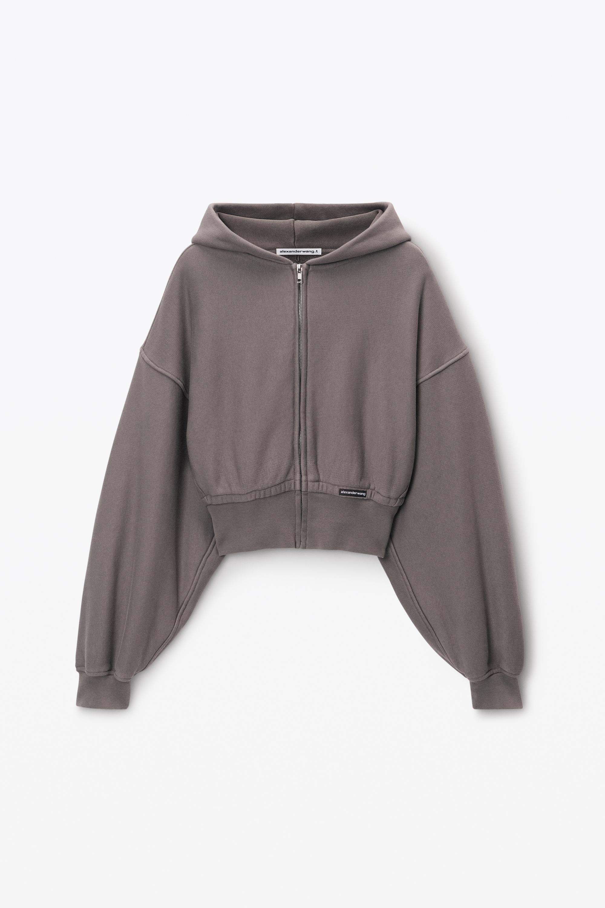 Cropped Zip Up Hoodie In Classic Cotton Terry Product Image