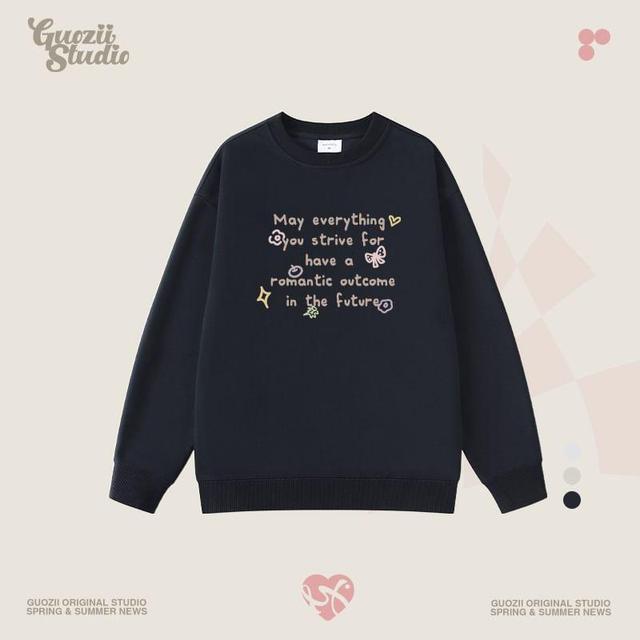 Crew Neck Lettering Print Pullover Product Image