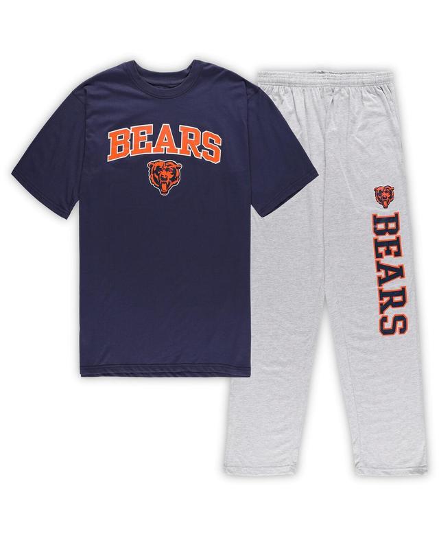 Mens Concepts Sport /Heather Gray Chicago Bears Big & Tall T-Shirt & Pants Sleep Set Blue Product Image