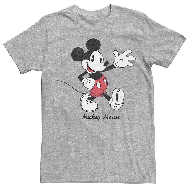 Disneys Mickey Mouse Cursive Text Circle Logo Mens Tee Athletic Grey Product Image