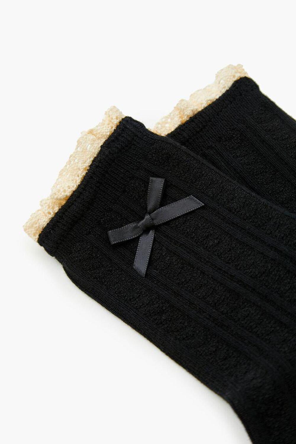 Pointelle Knit Bow Crew Socks | Forever 21 Product Image