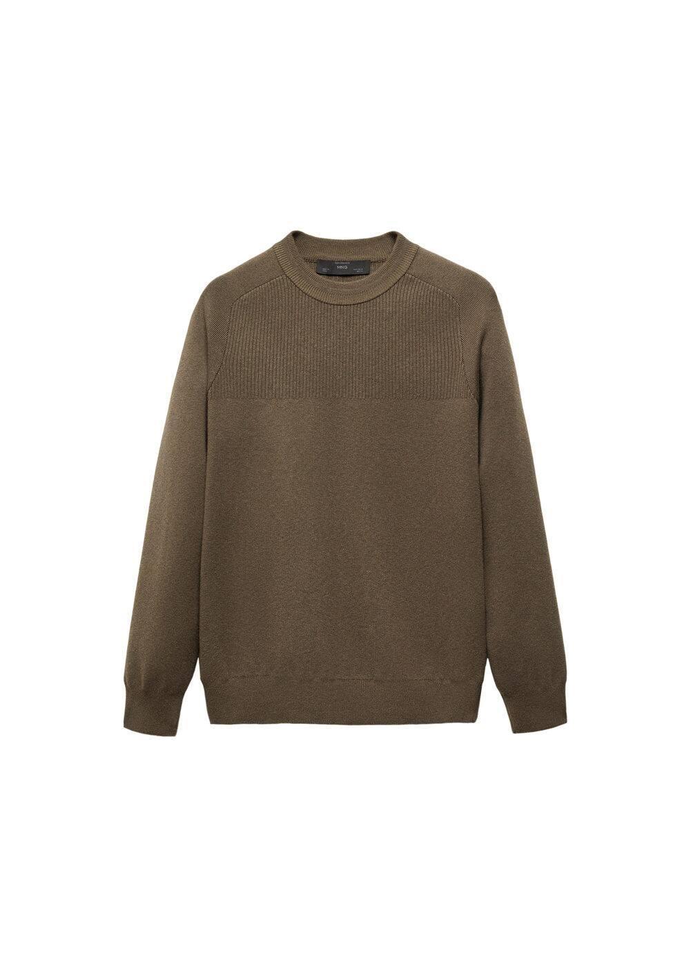 MANGO MAN - Stretch sweater with ribbed detail khakiMen Product Image