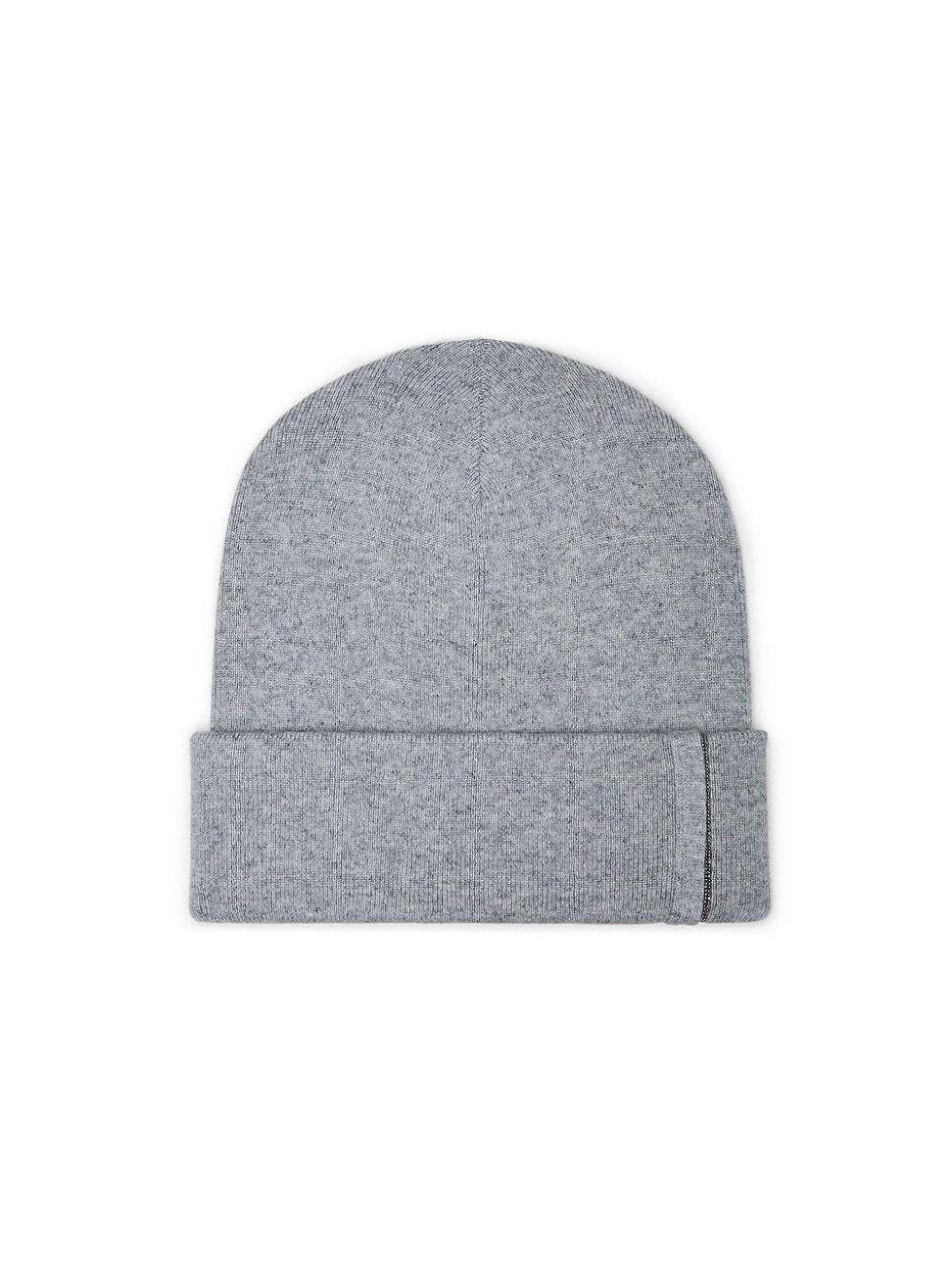 Womens Cashmere Rib Knit Beanie With Monili Product Image