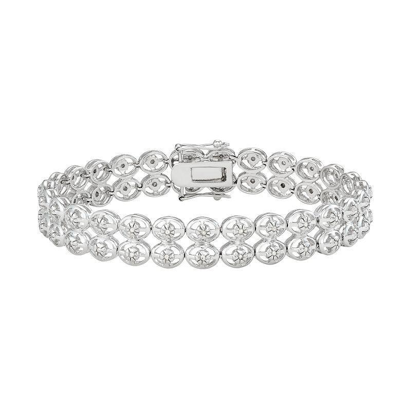 Sterling Silver 1/2 Carat T.W. Diamond Double Row Bracelet, Womens Product Image