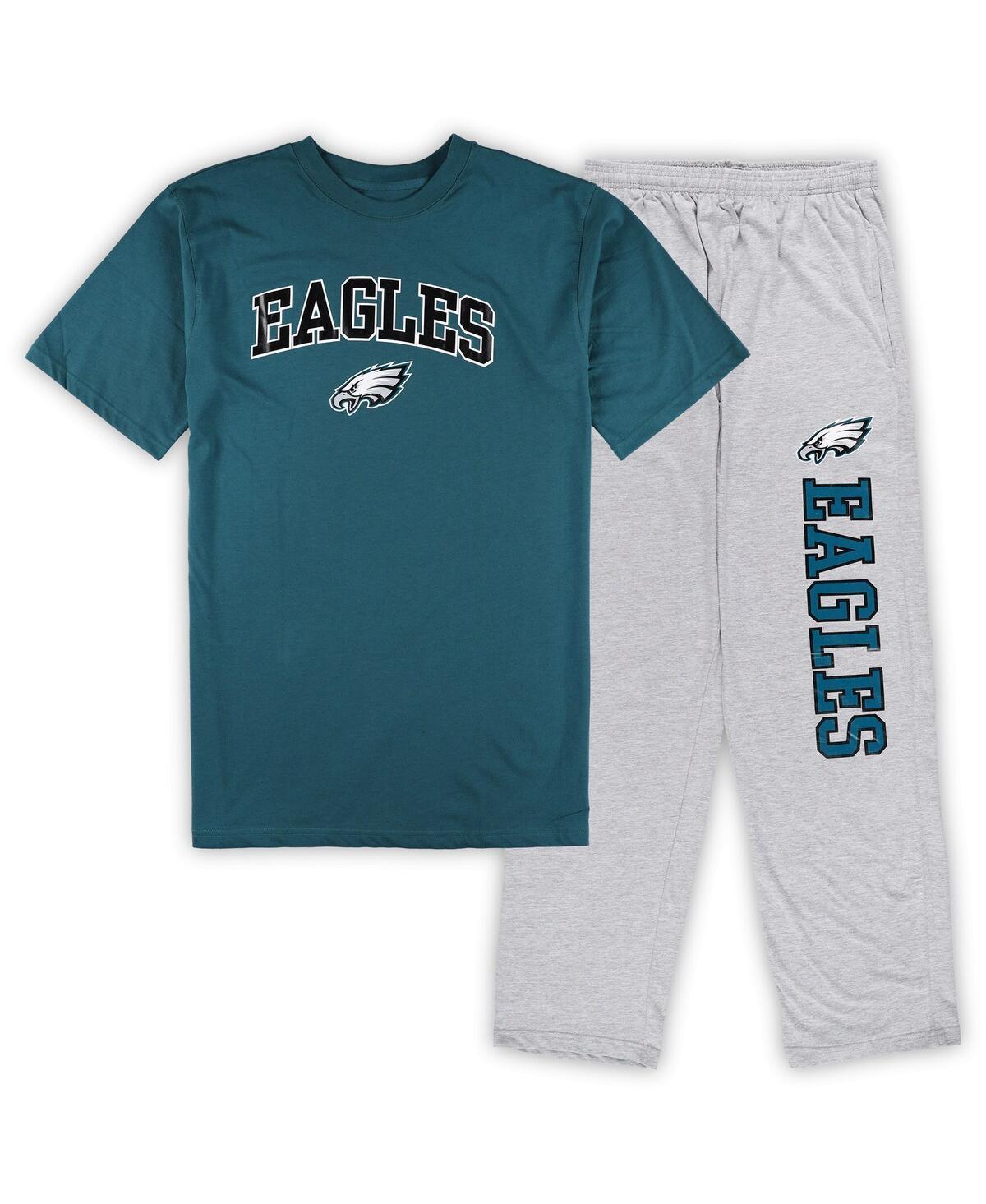 Men's Concepts Sport Midnight Green/Heather Gray Philadelphia Eagles Big & Tall T-Shirt & Pajama Pants Sleep Set Product Image