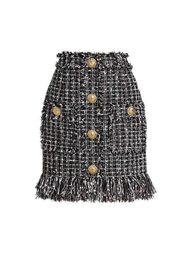 Womens Fringe Tweed Short Skirt Product Image