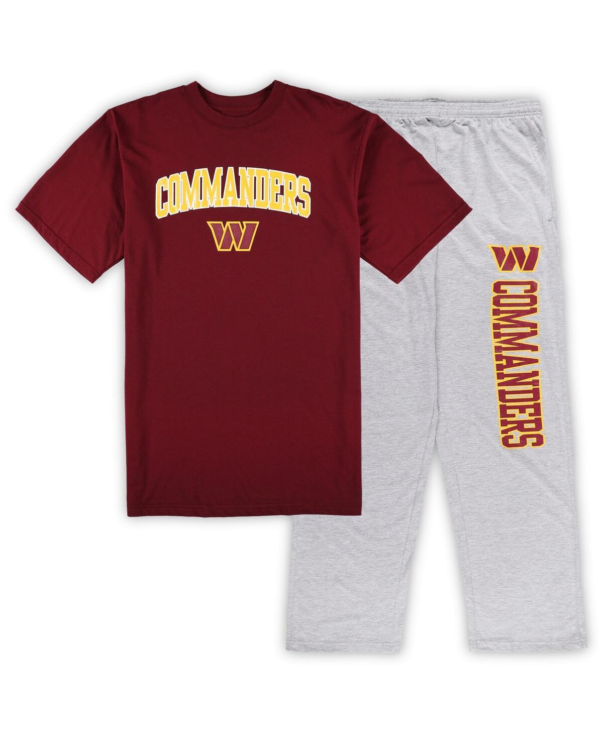 Men's Concepts Sport Burgundy/Heather Gray Washington Commanders Big & Tall T-Shirt & Pajama Pants Sleep Set Product Image