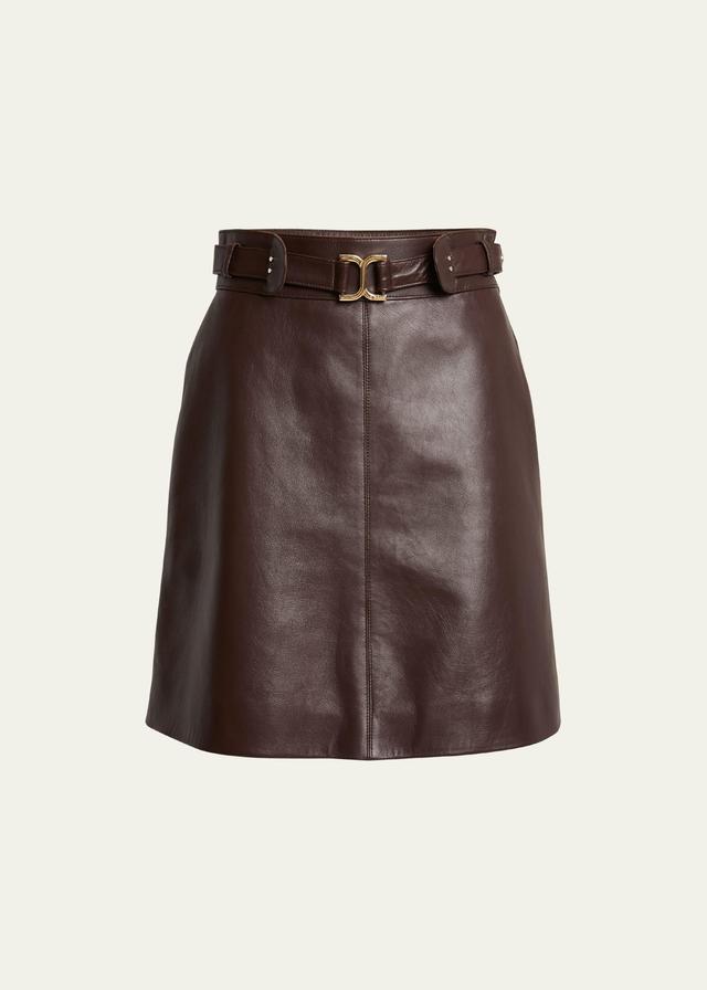 Belted Nappa Leather Skirt Product Image