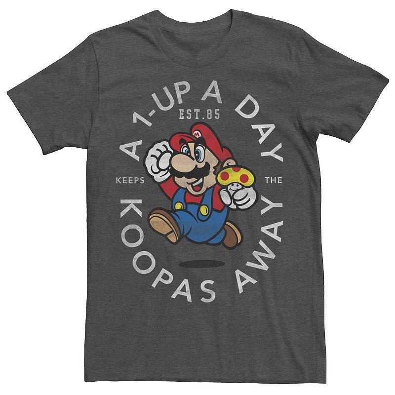 Mens Nintendo Super Mario 1-Up A Day Tee Grey Heather Product Image