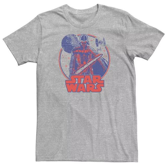 Big & Tall Star Wars Darth Vader Approaches Death Star & Red Logo Tee, Mens Athletic Grey Product Image