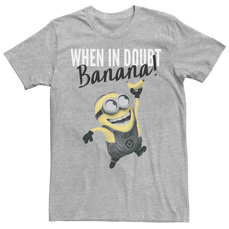 Mens Minions When In Doubt Banana Tee Athletic Grey Product Image