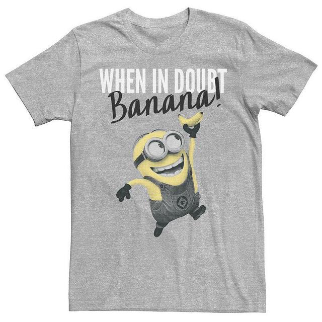 Mens Minions When In Doubt Banana Tee Athletic Grey Product Image