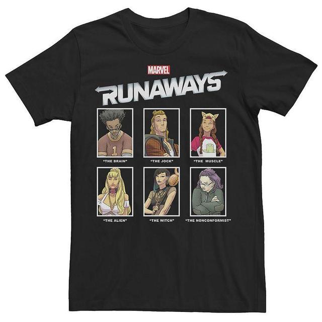 Mens Marvel Runaways Yearbook Portrait Panels Graphic Tee Product Image