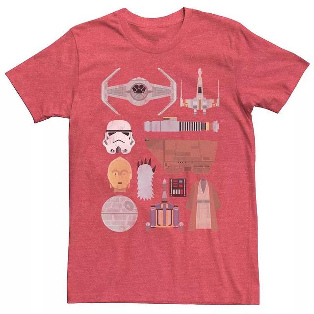 Mens Star Wars Graphic Tee Red Grey Product Image