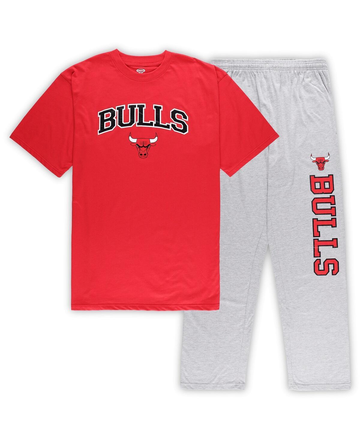 Mens Concepts Sport /Heather Gray Chicago Bulls Big & Tall T-Shirt and Pajama Pants Sleep Set Product Image