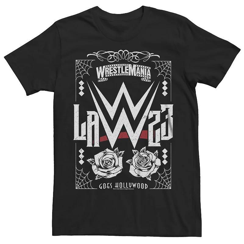 Mens WWE Wrestlemania Goes Hollywood LA 23 Roses Cobwebs Graphic Tee Product Image