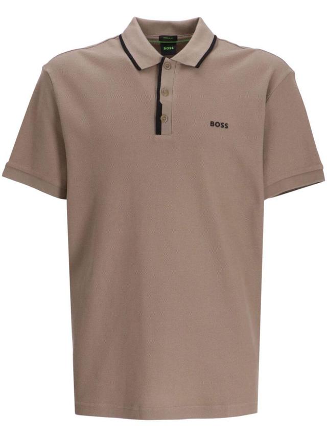 Paddy 2 Cotton Polo Shirt In Brown Product Image