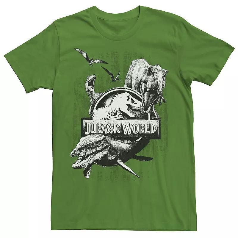 Mens Jurassic World Two Dino Collage Grunge Logo Tee Product Image