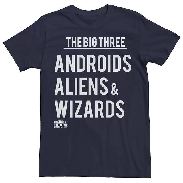 Mens Marvel Falcon & Winter Soldier Aliens Androids & Wizards Tee Blue Product Image