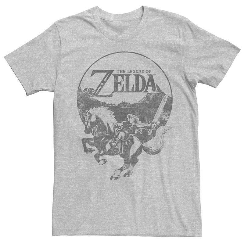 Mens Legend Of Zelda Epona Ride Distressed Logo Graphic Tee Athletic Grey Product Image