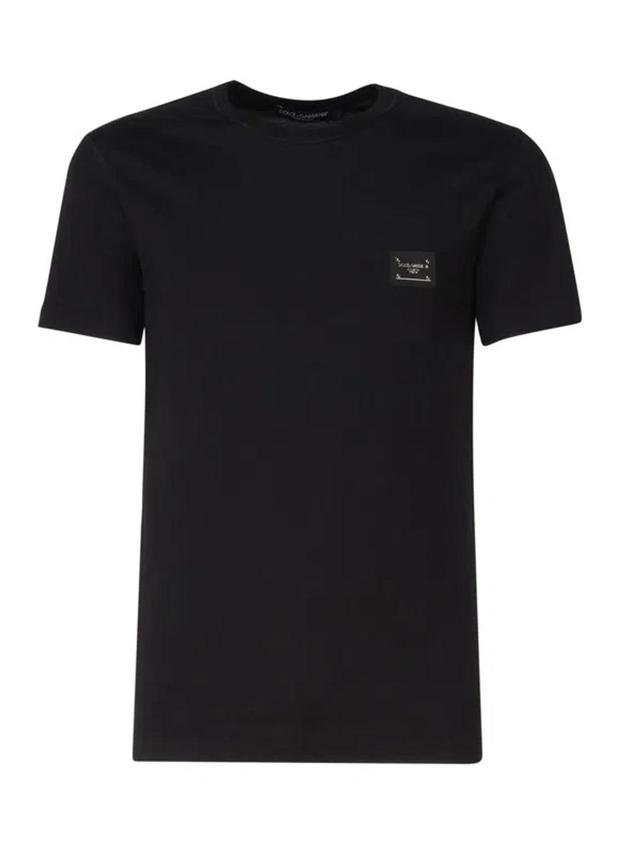 Cotton T-shirt With Logo Plaque In Black Product Image