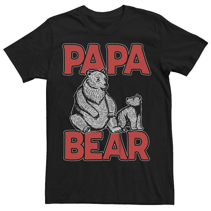 Mens Papa Bear With Cub Graphic Tee Black Product Image