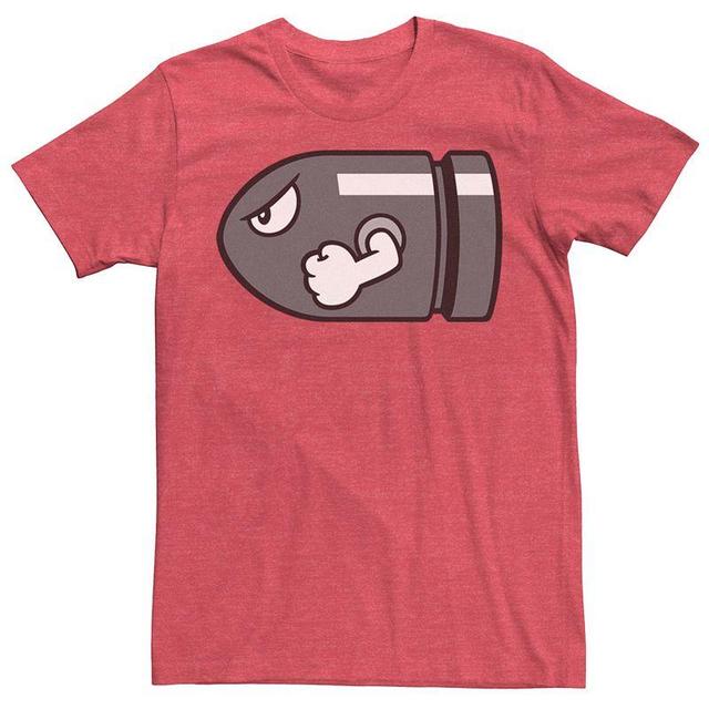 Mens Nintendo Bullet Bill Simple Tee Red Grey Product Image