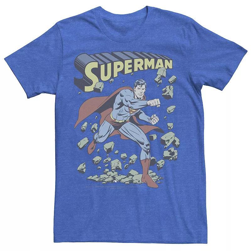 Mens DC Comics Superman With Rocks Vintage Poster Tee Product Image