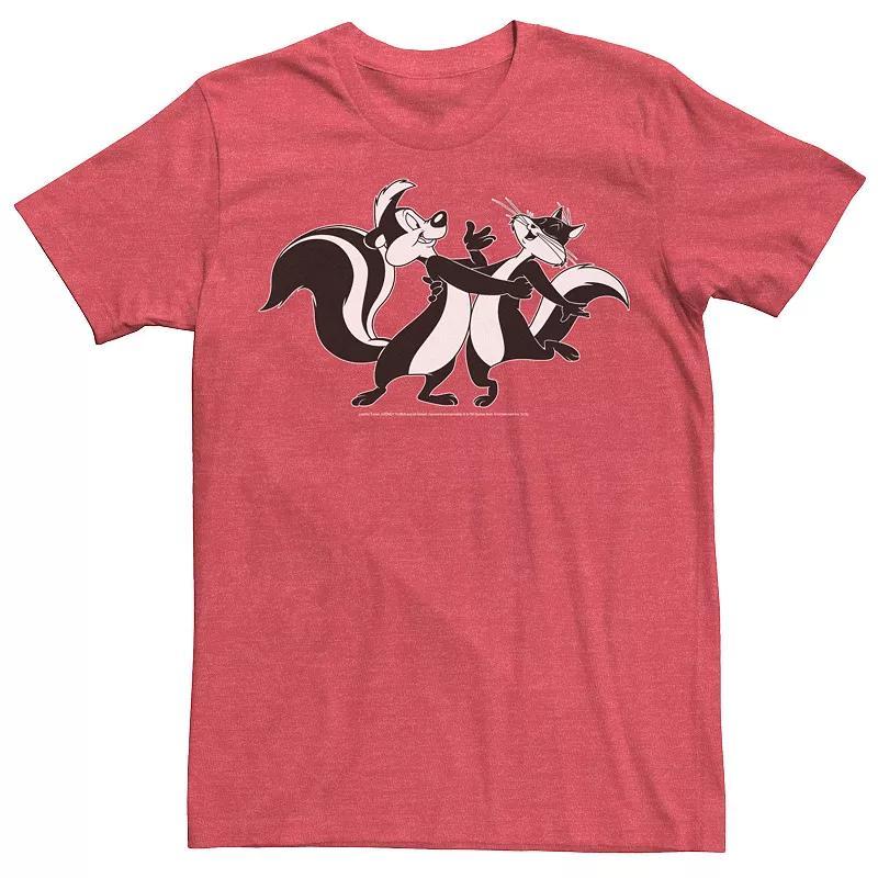 Mens Looney Tunes Pepe Le Pew & Penelope Portrait Tee Red Grey Product Image