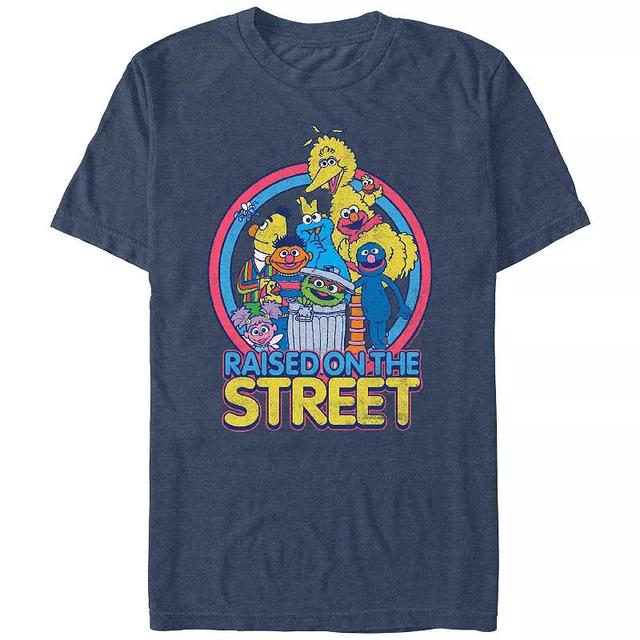 Mens Sesame Street Raised On The Street Graphic Tee Navy Grey Product Image