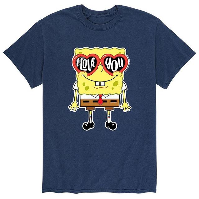 Mens SpongeBob SquarePants Heart Glasses Tee Black Product Image