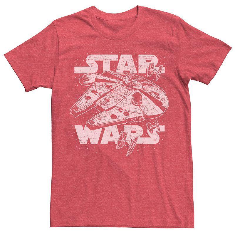 Mens Star Wars Millennium Falcon TIE Fighter Logo Tee Red Grey Product Image