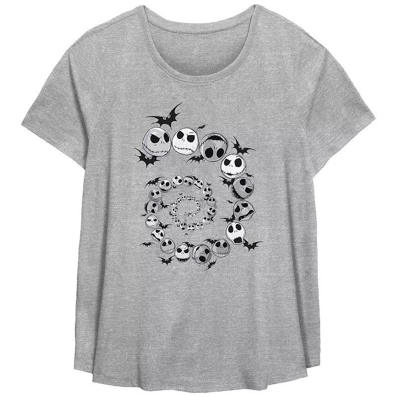 Disneys The Nightmare Before Christmas Jack Skellington And Bats Spiral Plus Size Flowy Graphic Tee, Womens Grey Gray Product Image