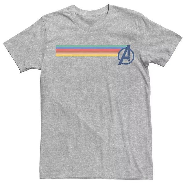 Mens Avengers Logo Stripe Tee Athletic Grey Product Image