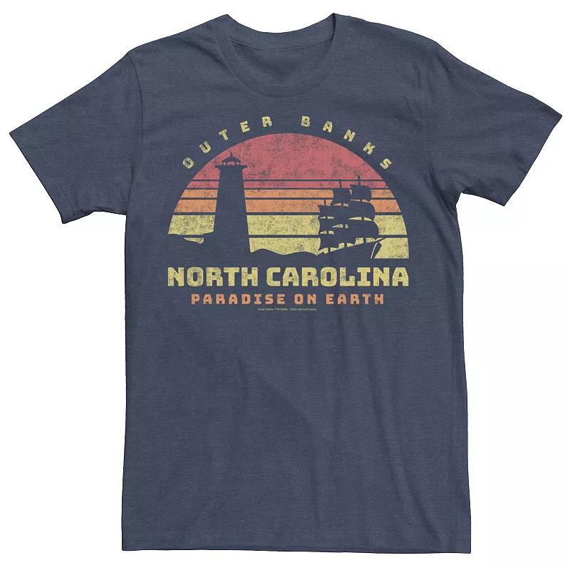 Mens Outer Banks Paradise On Earth Sunset Colors Tee Navy Grey Product Image