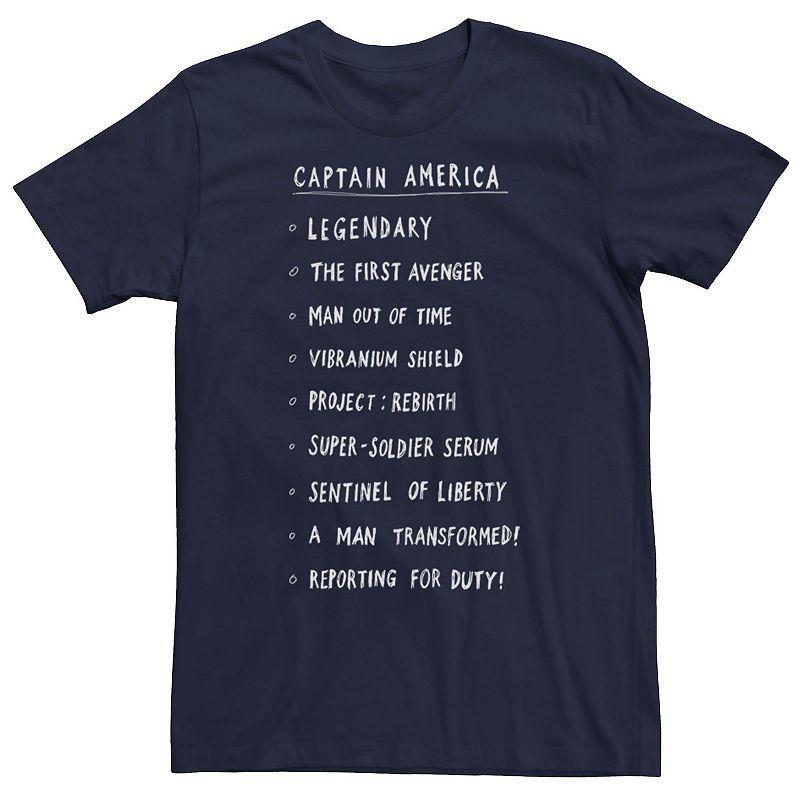 Mens Marvel Captain America List Tee Blue Product Image