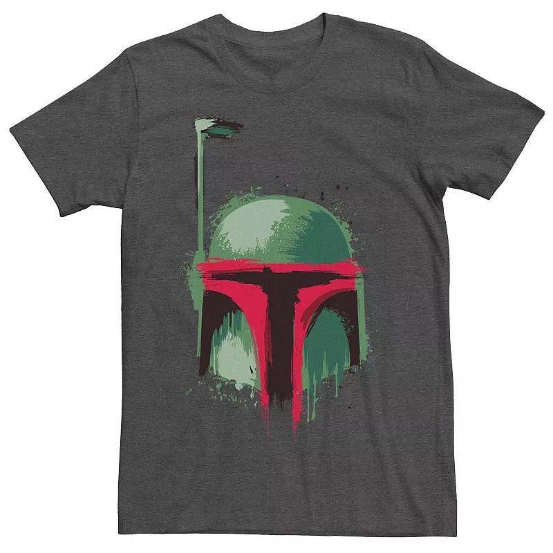 Mens Star Wars Boba Fett Dripping Paint Helmet Graphic Tee Grey Heather Product Image