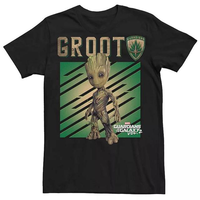 Mens Marvel Guardians Of The Galaxy Baby Groot Wood Fill Text Poster Graphic Tee Product Image