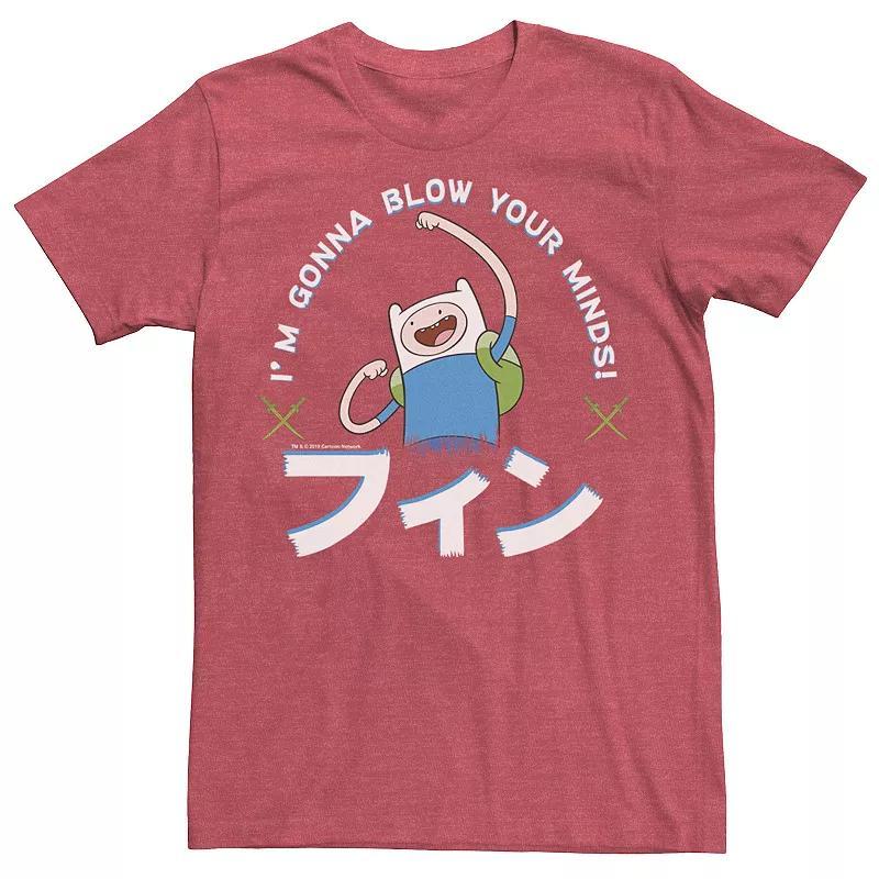 Mens Adventure Time Finn Im Gonna Blow Your Minds Kanji Portrait Tee Royal Grey Product Image