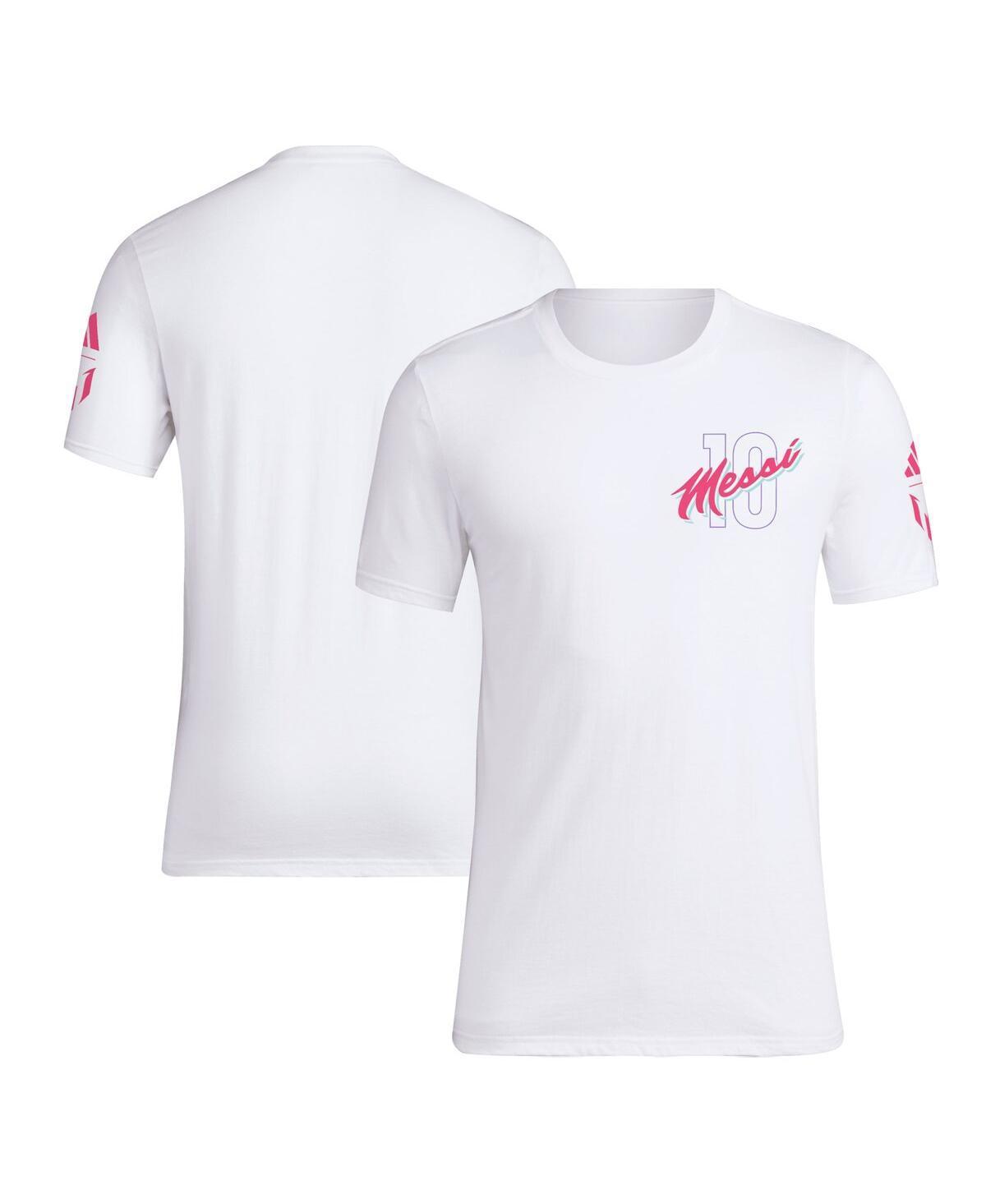 Mens adidas Lionel Messi White Vice T-Shirt Product Image