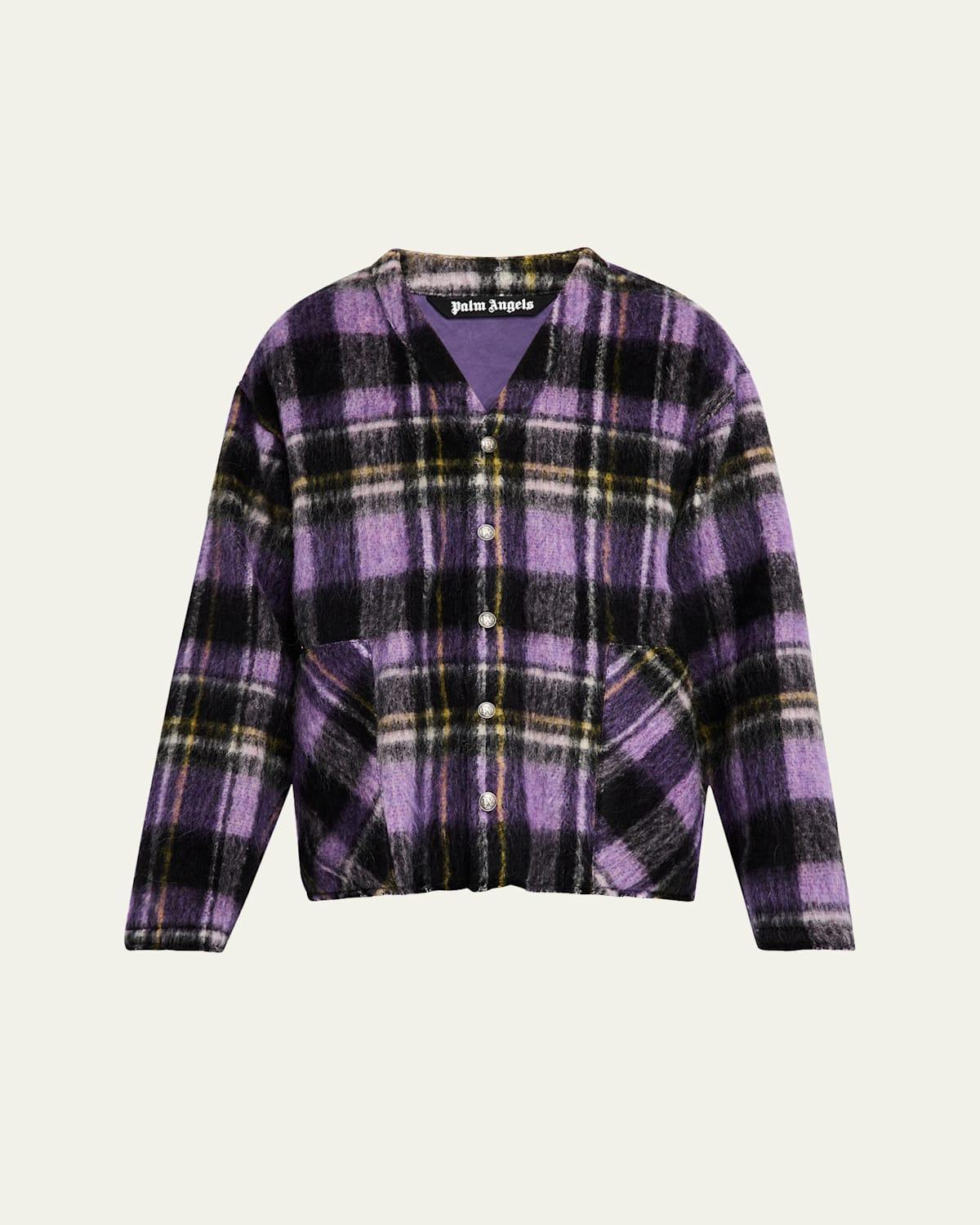 Mens Fuzzy Plaid Cardigan Product Image