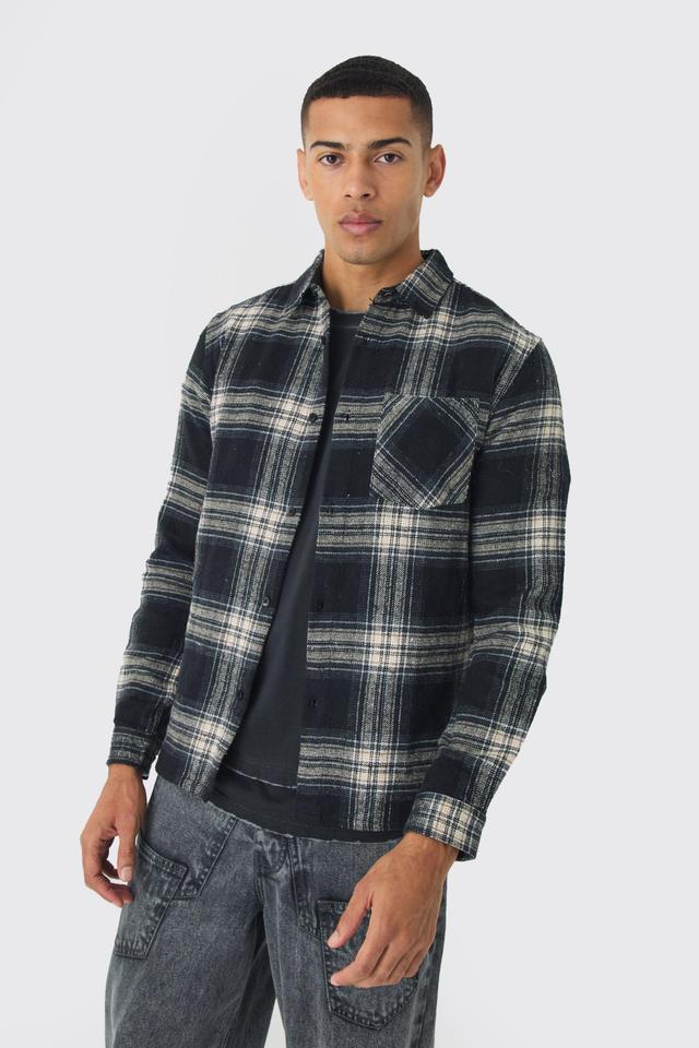 Oversized Flannel Plaid Long Sleeve Shirt | boohooMAN USA Product Image